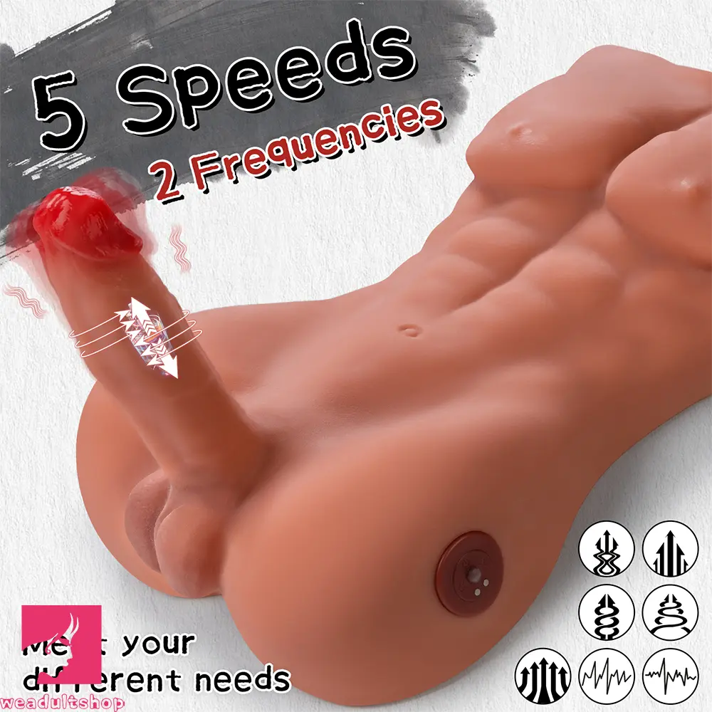 6.1in Super Realistic Soft Lover Male Torso Dildo Vibrating Thrusting Cock Toy