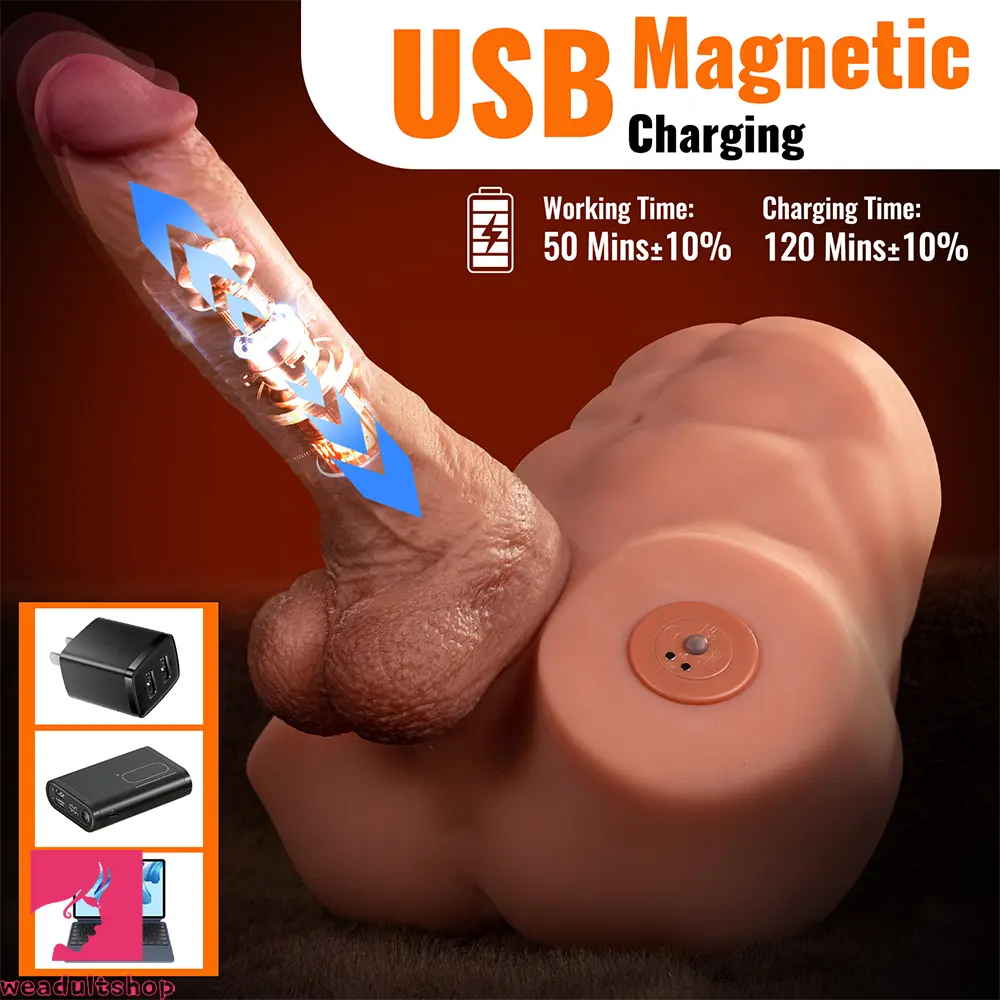 8.46in Real Skin 7 Vibrating Thrusting Male Torso Dildo For Adult Sensory Toy
