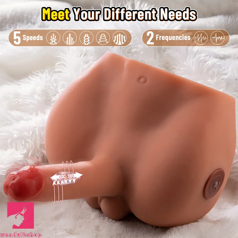 6.1in Super Soft Butt Vibrating Thrusting Torso Dildo Real Skin Auto Sex Torso