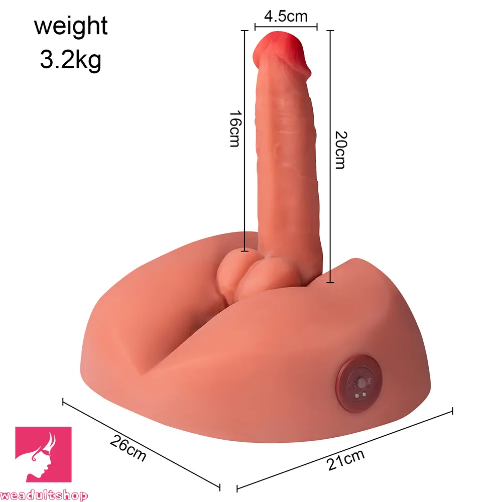 7.87in Soft Skin-Friendly Lifelike Skin Thrusting Vibrating Male Dildo Torso