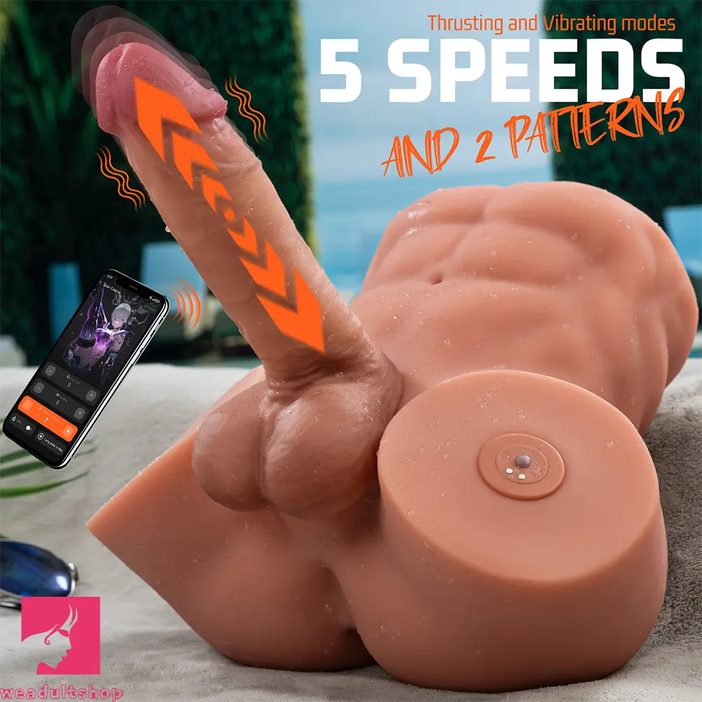 9.45in Exclusive Smart App AI Soft Handheld Thrusting Vibrating Torso Dildo