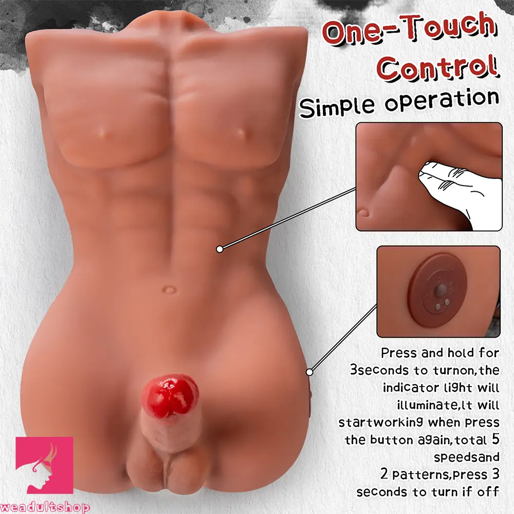 6.1in Super Realistic Soft Lover Male Torso Dildo Vibrating Thrusting Cock Toy