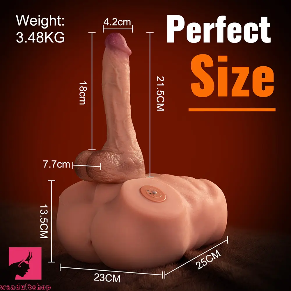 8.46in Real Skin 7 Vibrating Thrusting Male Torso Dildo For Adult Sensory Toy