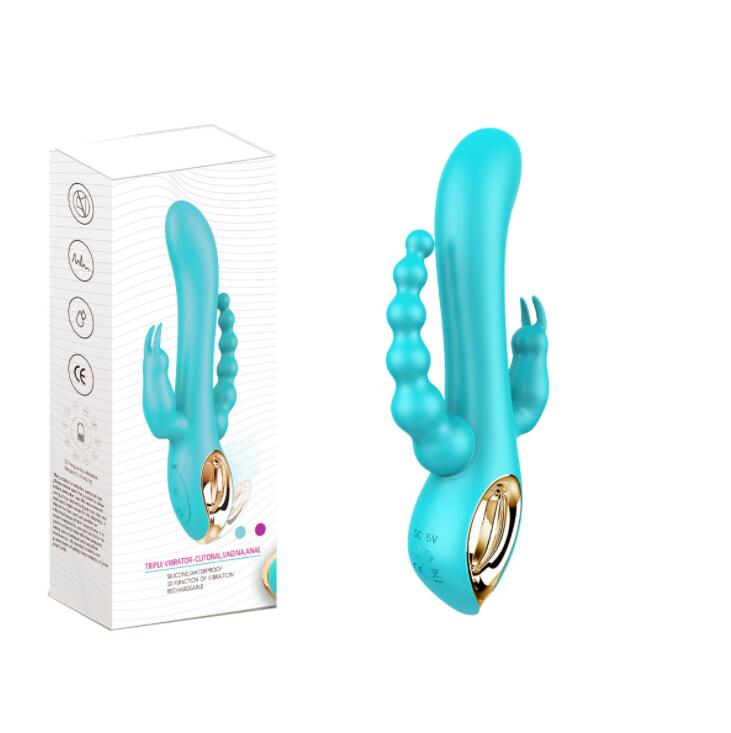 Three Heads Anus Vaginal Silicone 10-frequency Vibrator Weadultshop