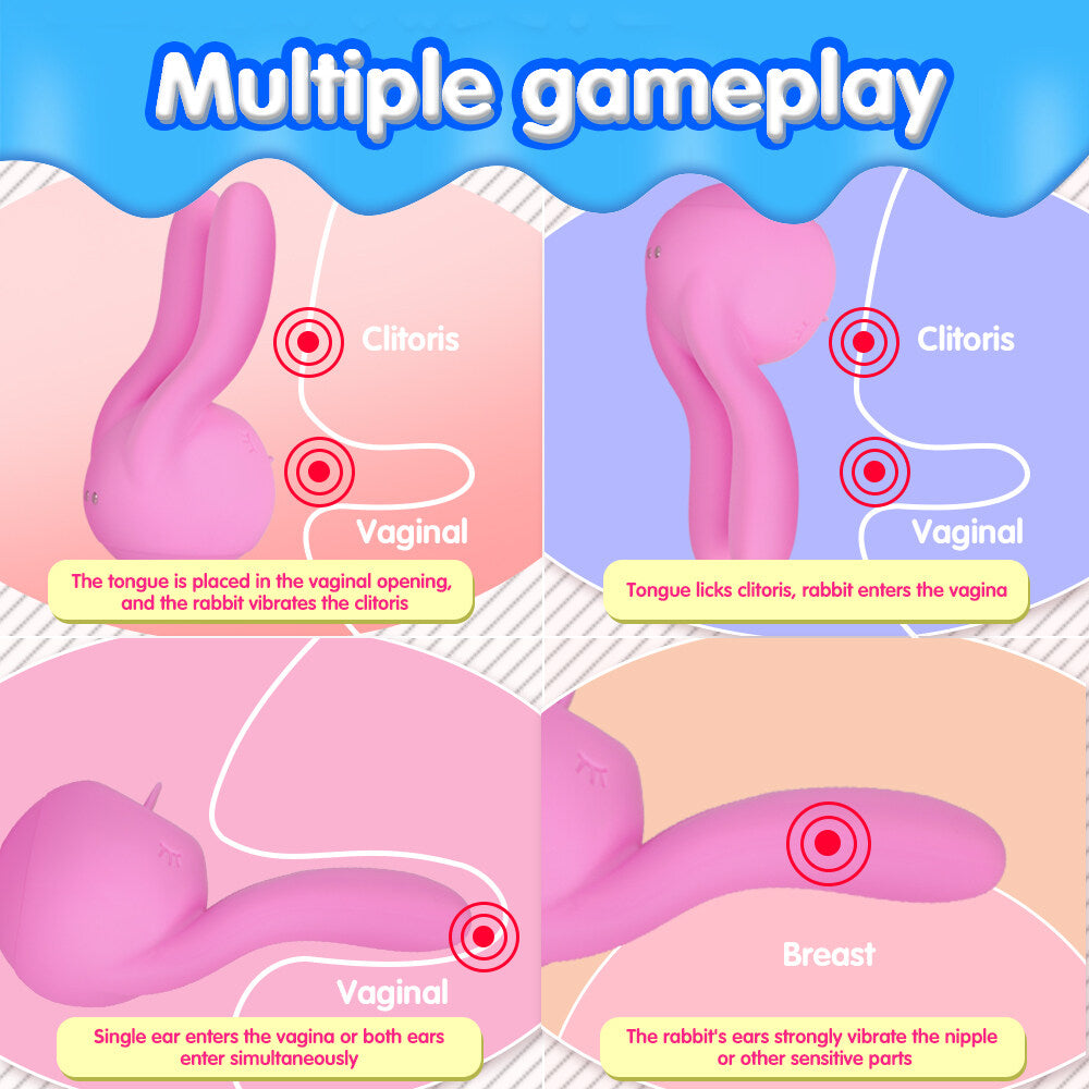 Rabbit Tongue Licking Dual Motors Vibrator For Female Weadultshop