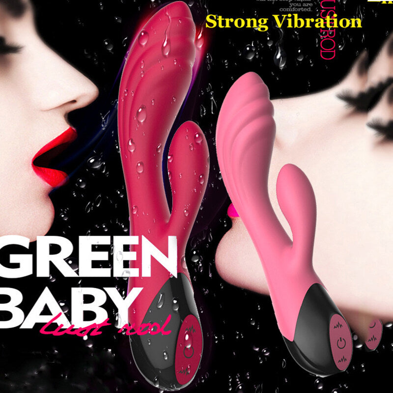 7 Frequency Female Using Double Head Massage Wand Vibrator Weadultshop