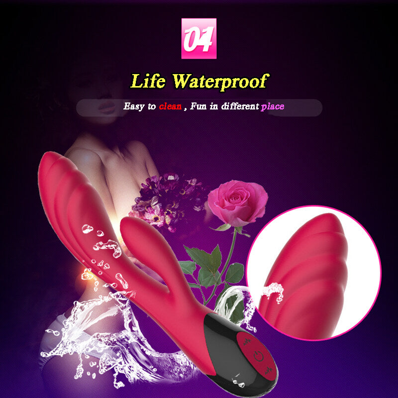 7 Frequency Female Using Double Head Massage Wand Vibrator Weadultshop