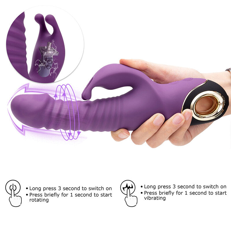 USK-V09 Thrusting Rotating Rabbit USB Charging Vibrator Weadultshop