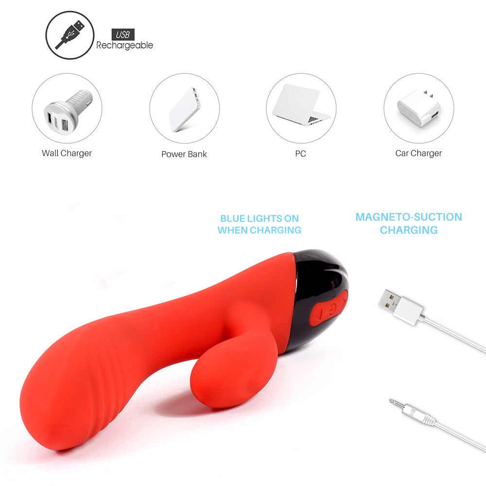 Dual Vibrating 10 Frequencies Quiet USB Charging Rabbit Vibrator Weadultshop