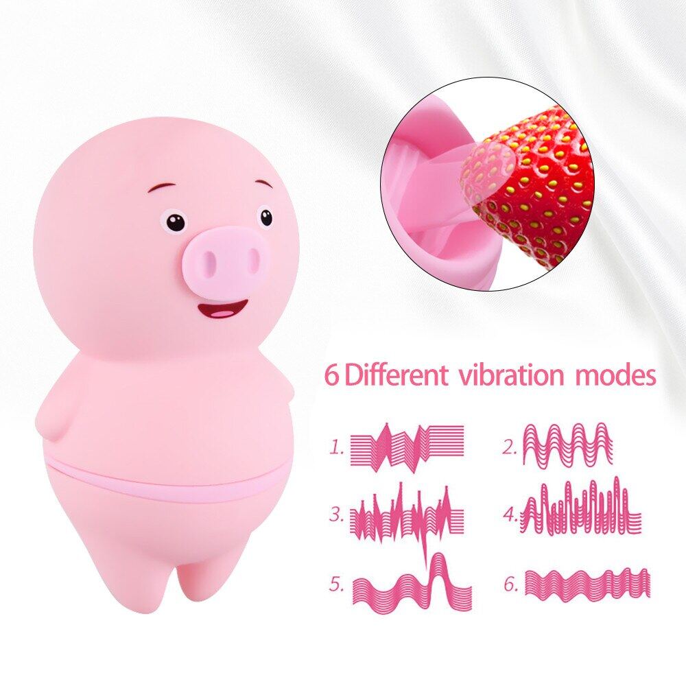 LILO Tongue Licking Pig Design Silicone Quiet Vibrator Weadultshop