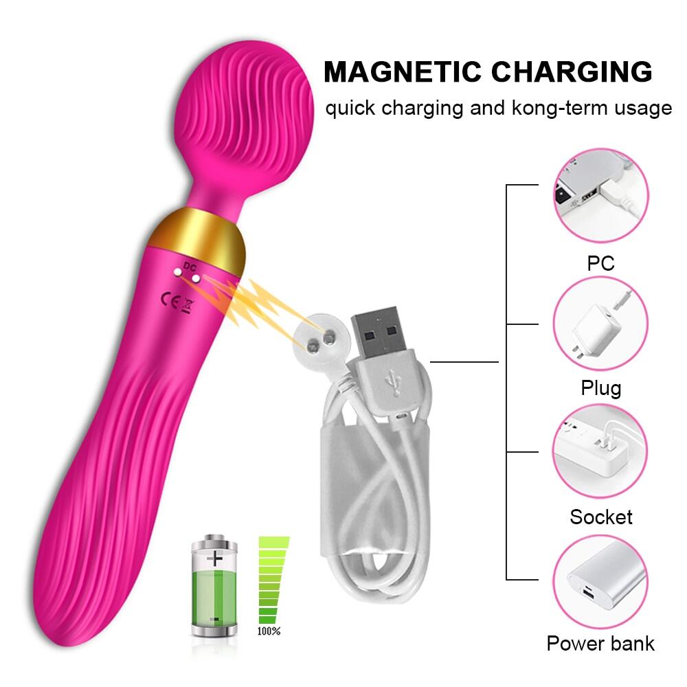 Double Head Magnetic Charging Wand Vibrator For Couples Weadultshop