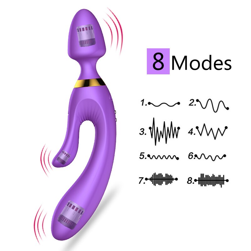 Three Heads Vibration Heating USB Rechargeable Massage Vibrator Weadultshop