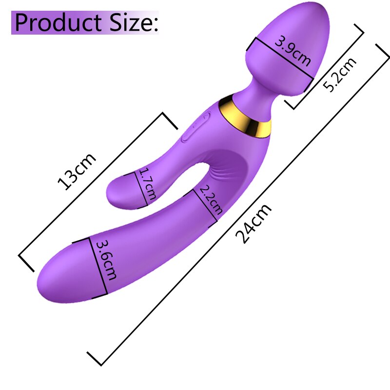 Three Heads Vibration Heating USB Rechargeable Massage Vibrator Weadultshop
