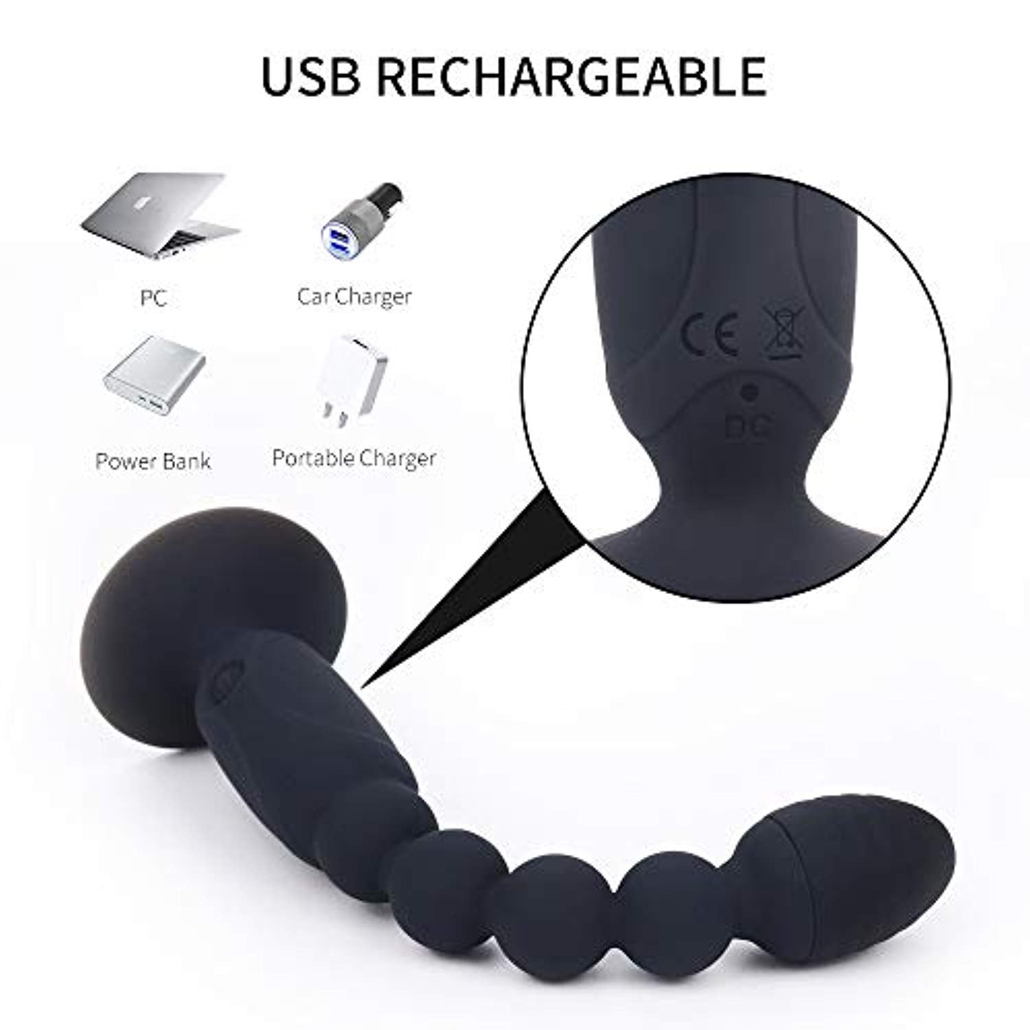 Anal Vibrator Prostate Massager Butt Plug With Suction Cup - Adult Toys