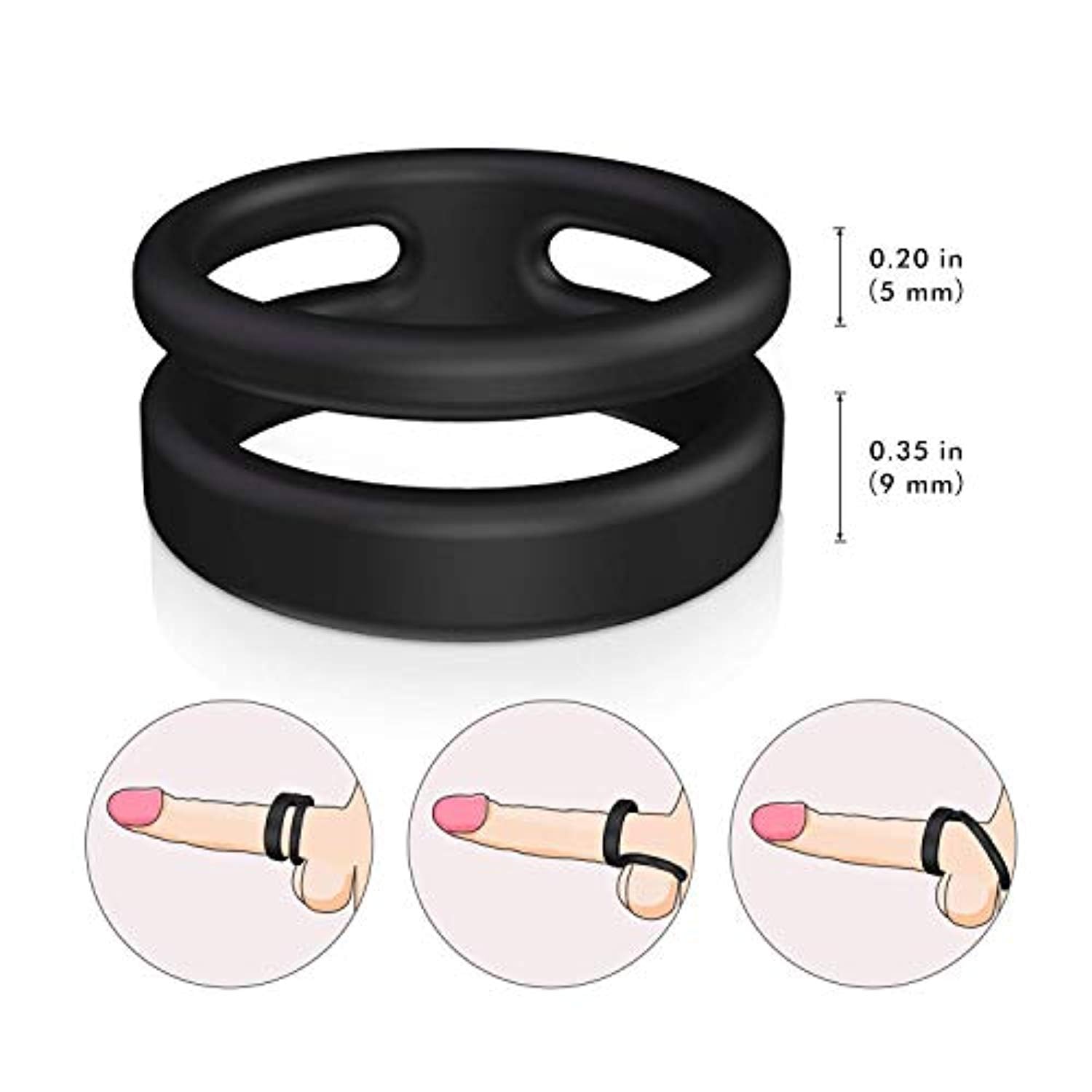 Dual Vibrating Penis Ring Silicone Vibrator Sex Toy For Men - Adult Toys