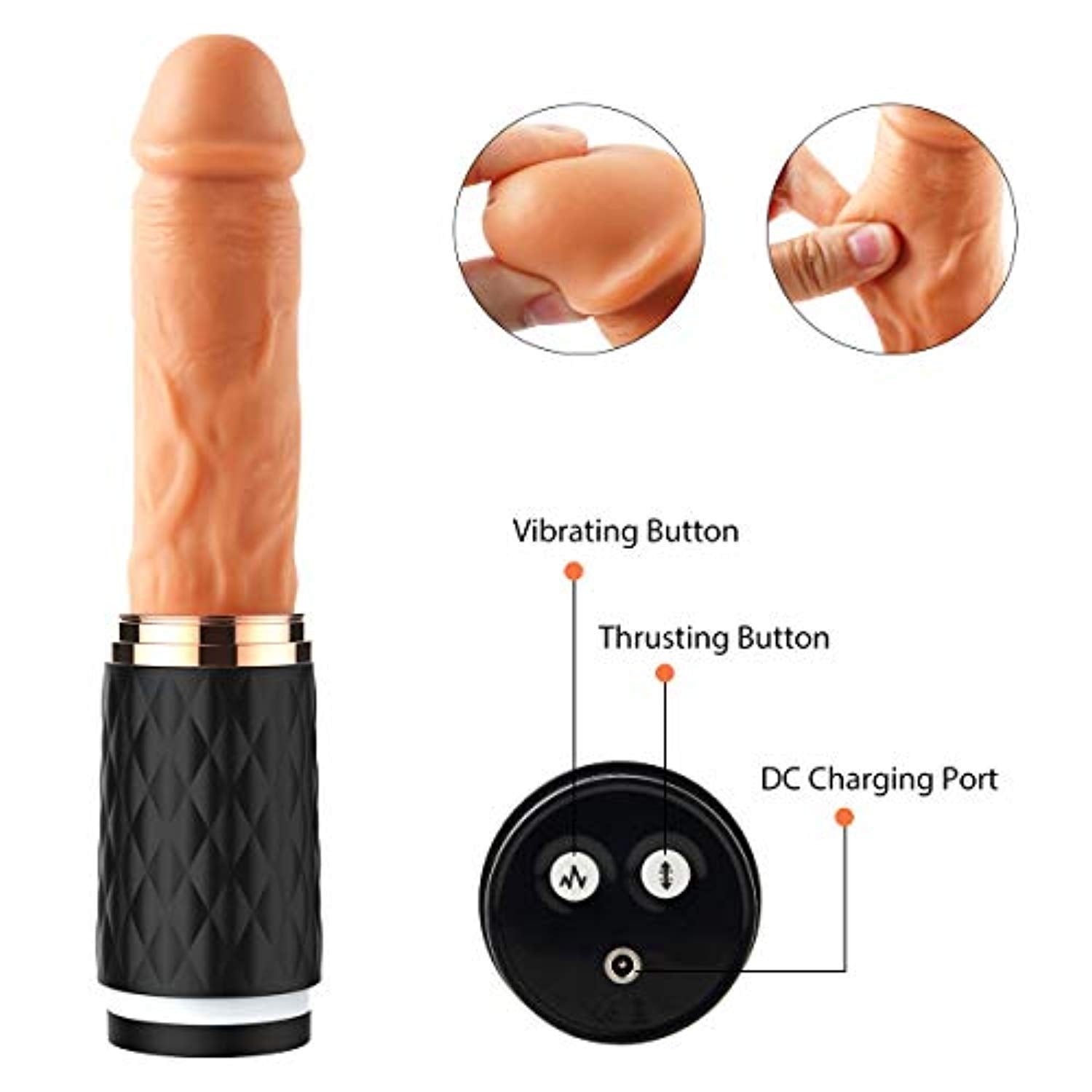 Thrusting Realistic Vibrating Dildo - Adult Toys