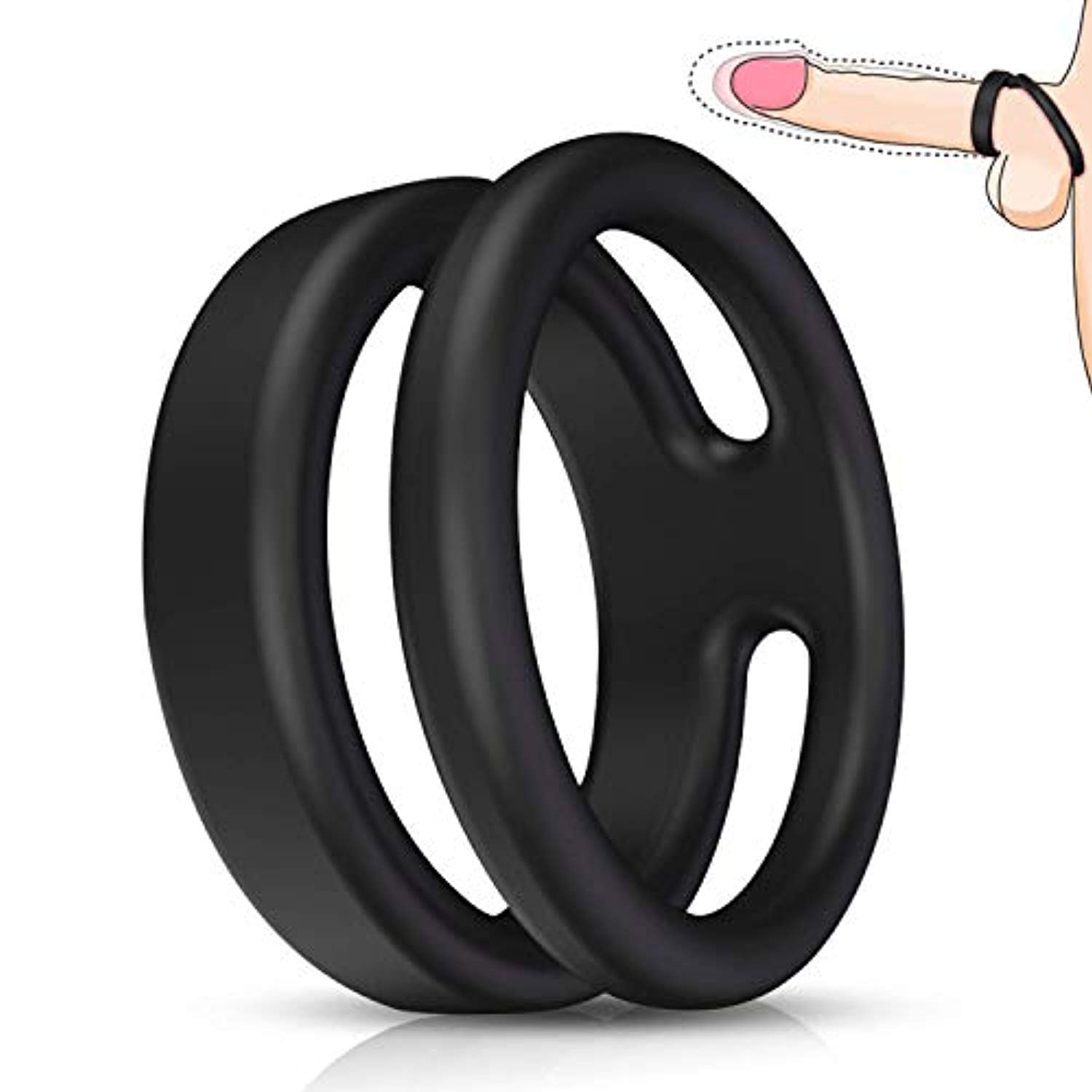 Dual Vibrating Penis Ring Silicone Vibrator Sex Toy For Men - Adult Toys