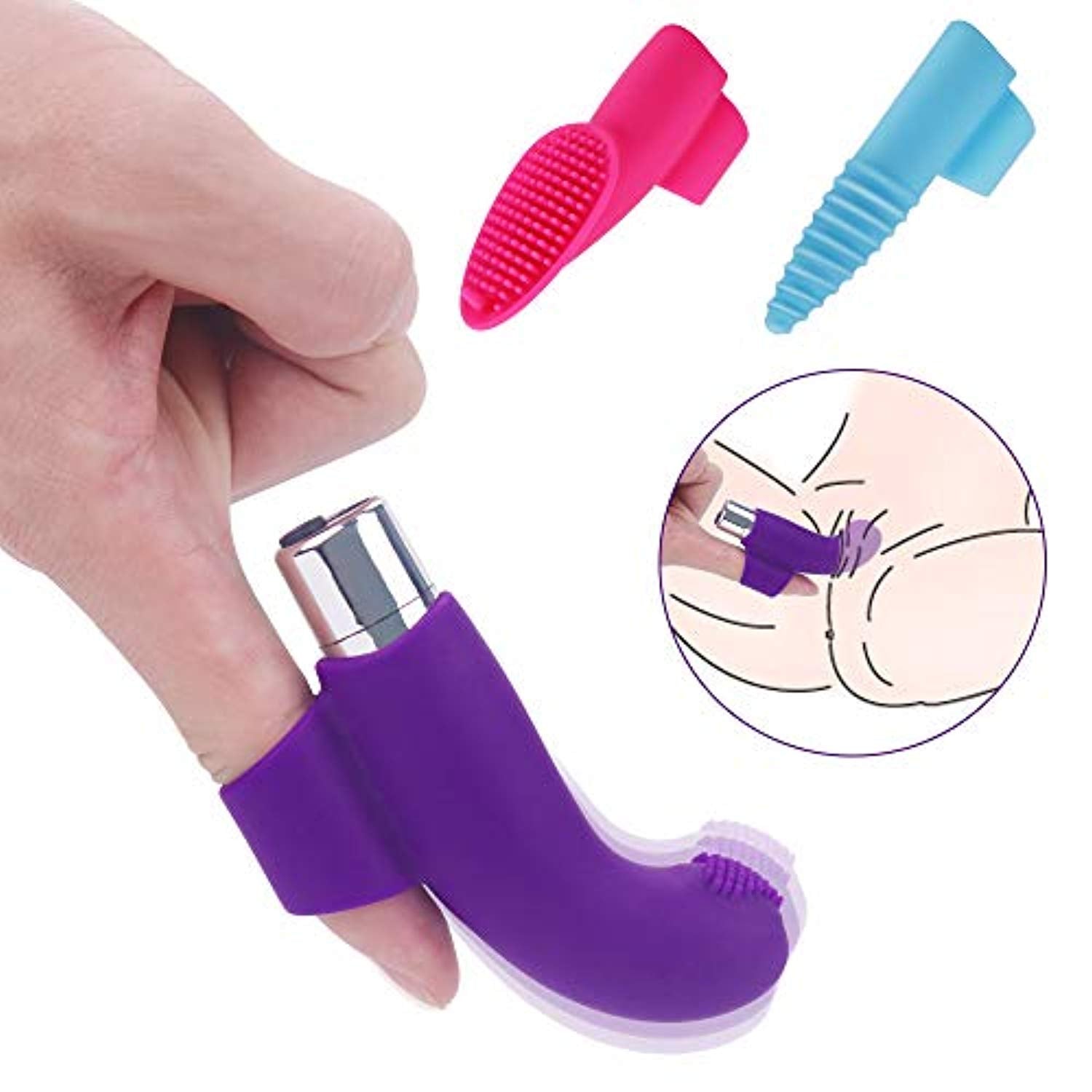 Bullet Vibrator with 3 Silicone Finger Sleeves - Adult Toys