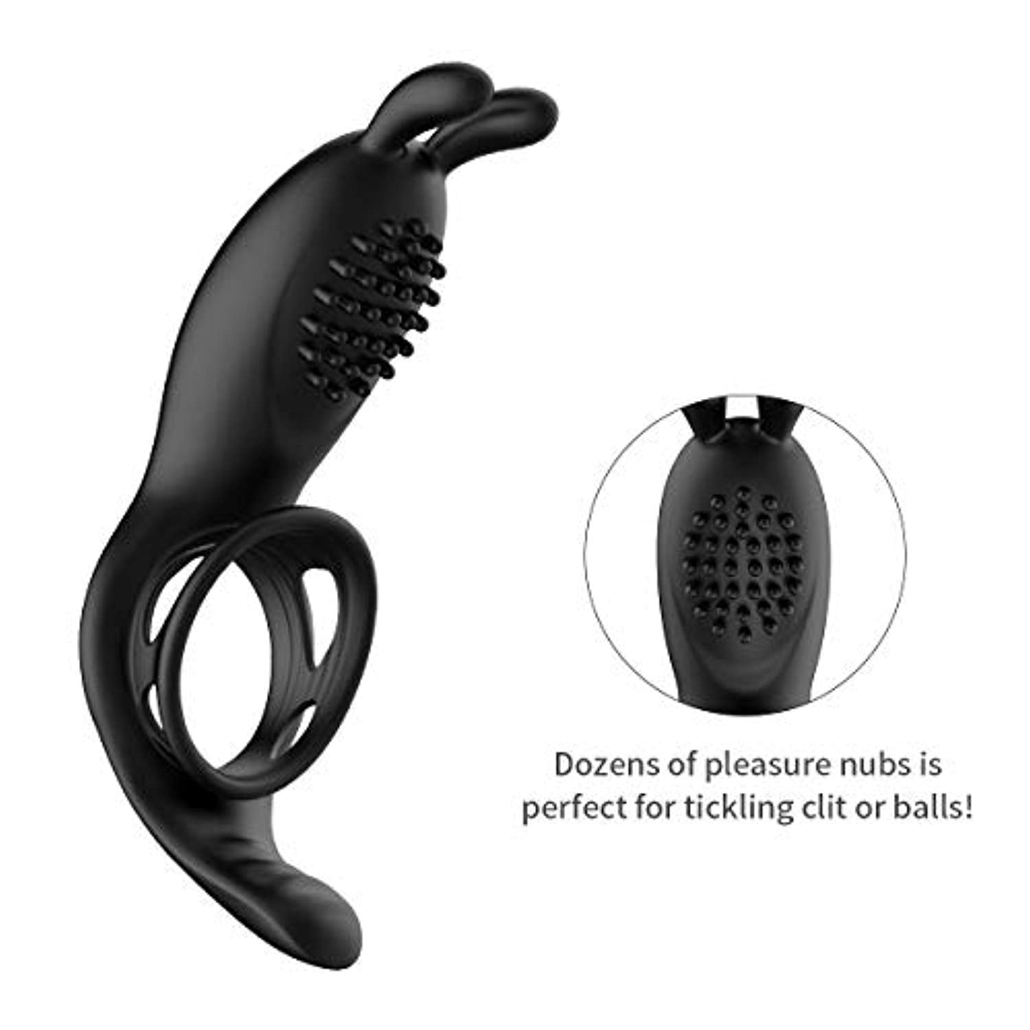 Penis Ring Rabbit Vibrator With Rabbit Ears Hand Held Massager - Adult Toys