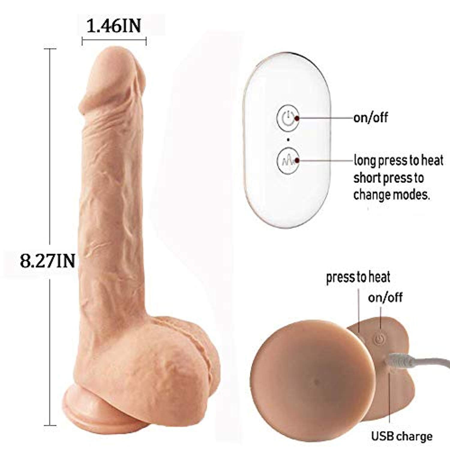 Automatic Vibrator Soft Realistic Huge Dildo Sex Toy Massager - Adult Toys