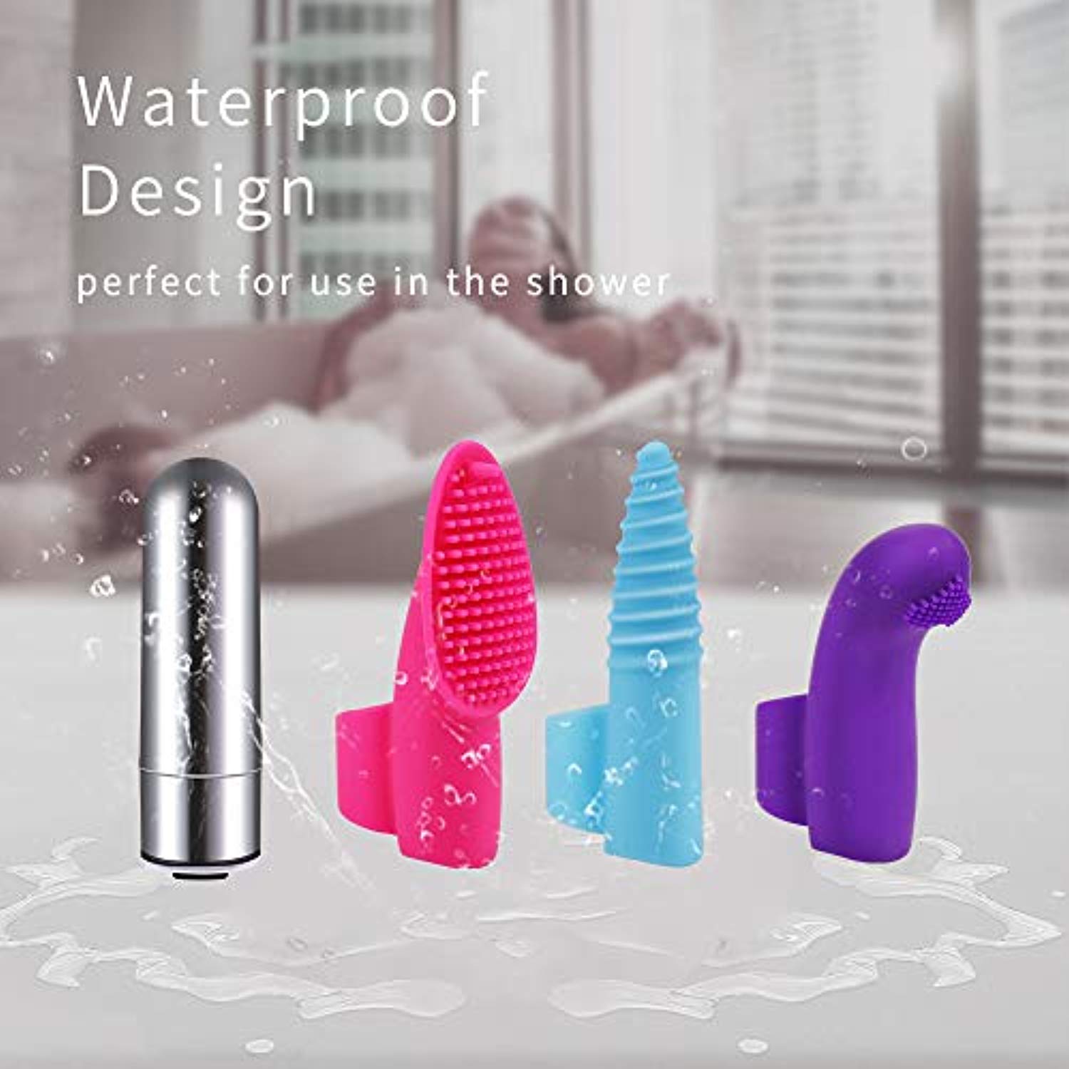 Bullet Vibrator with 3 Silicone Finger Sleeves - Adult Toys