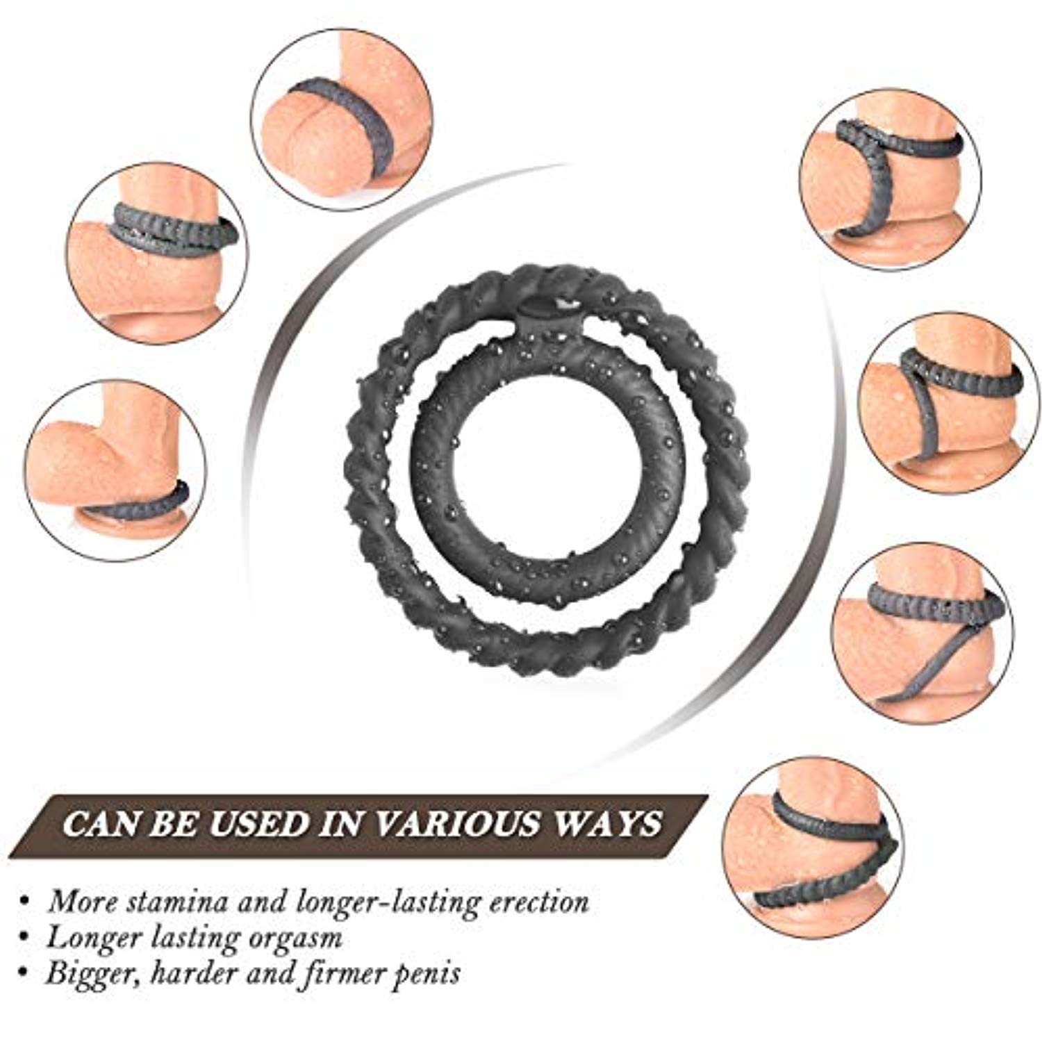 Penis Ring Silicone Dual Mens Sex Toy - Adult Toys