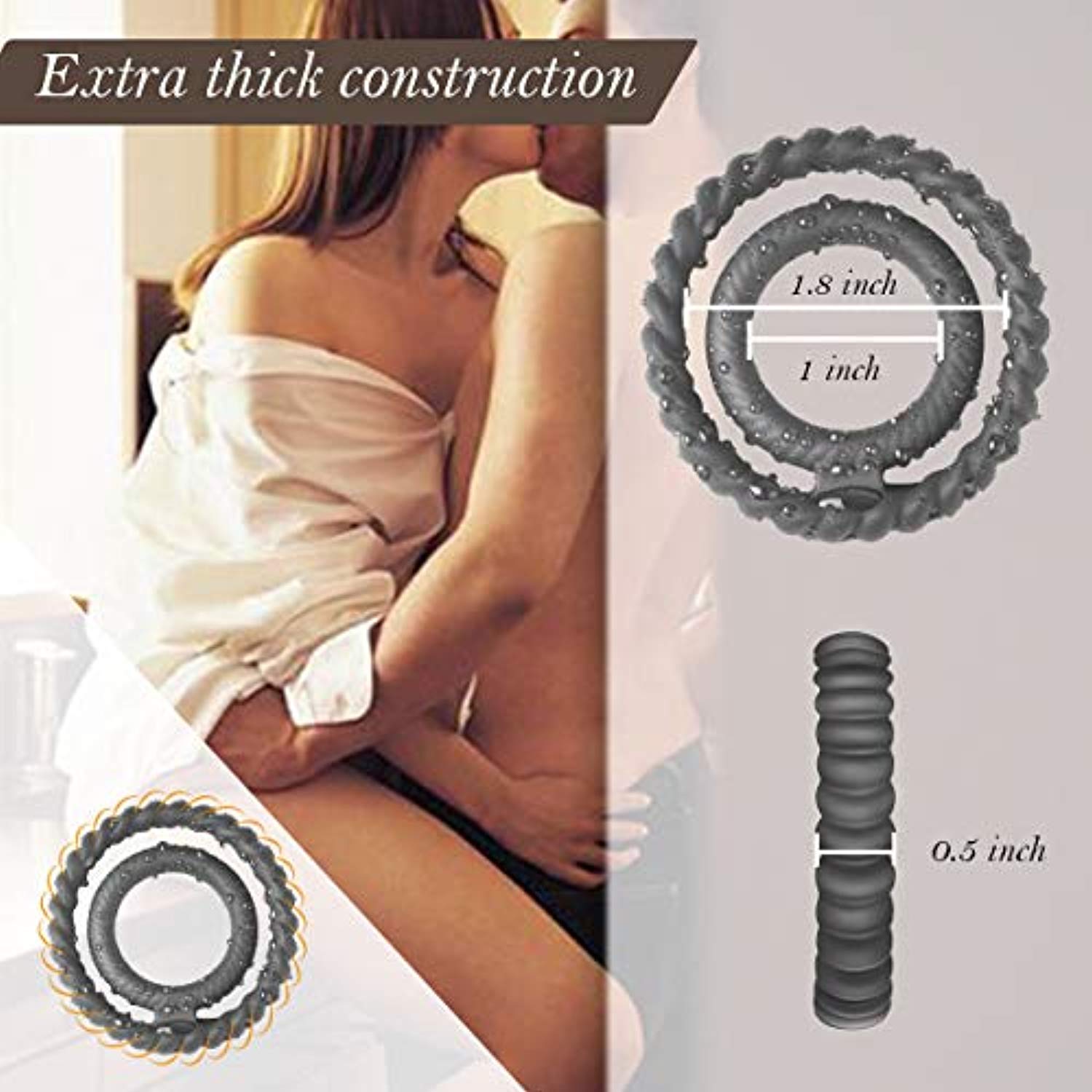 Penis Ring Silicone Dual Mens Sex Toy - Adult Toys