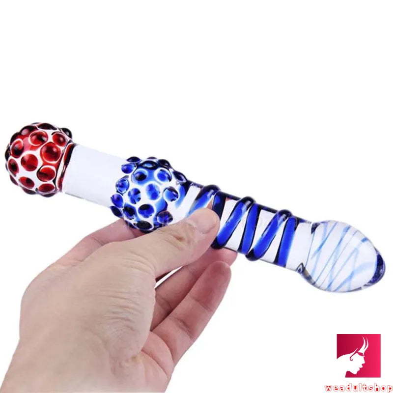 7.67in Adult Doubled Ended Dildo Spiked Glass Wand Dildo