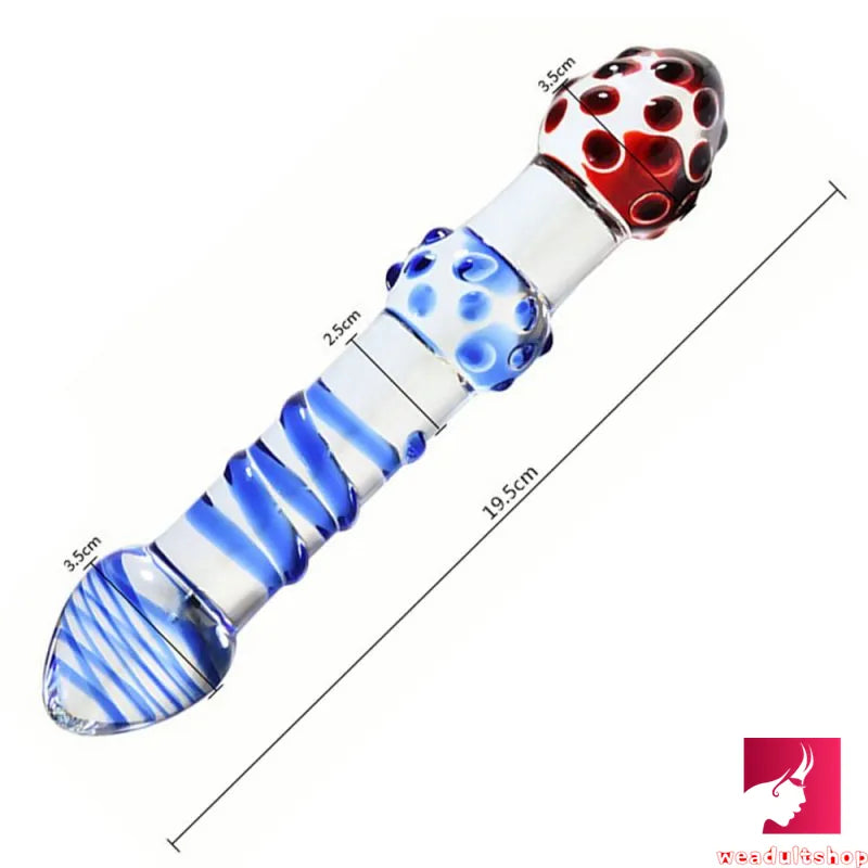 7.67in Adult Doubled Ended Dildo Spiked Glass Wand Dildo