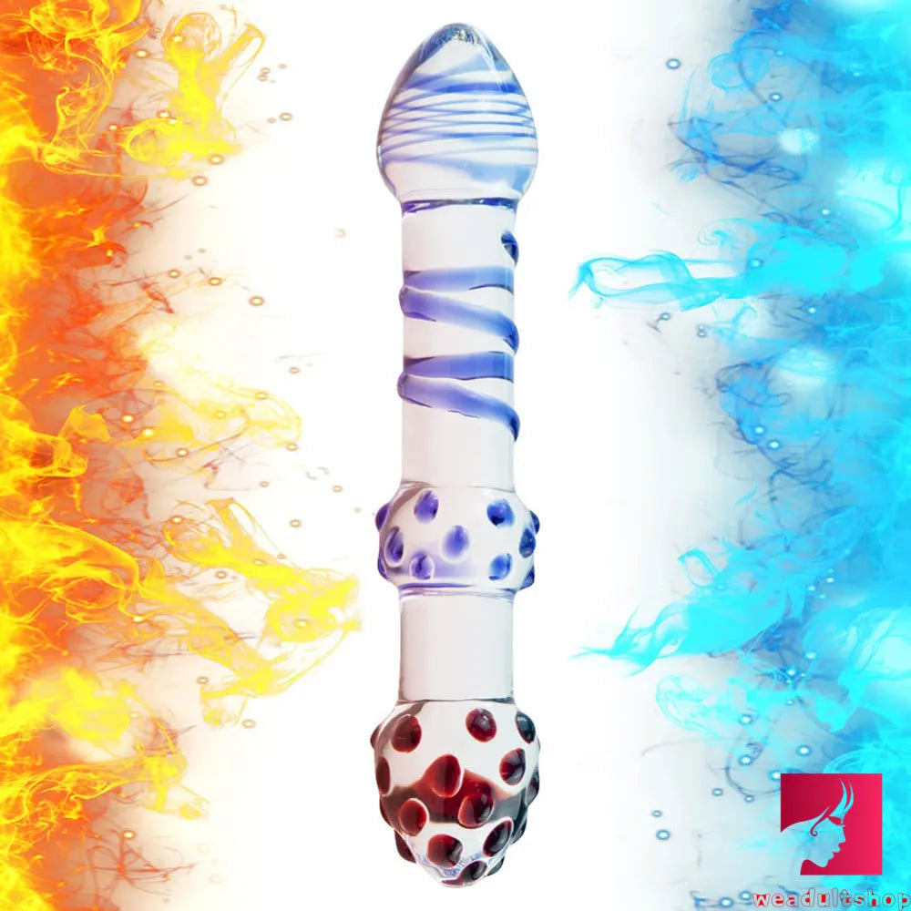 7.67in Adult Doubled Ended Dildo Spiked Glass Wand Dildo
