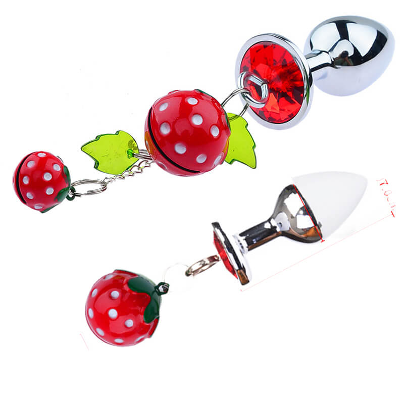 Metal Strawberry Bell Butt Plug Smooth Anus Dilator Anal Toy weadultshop