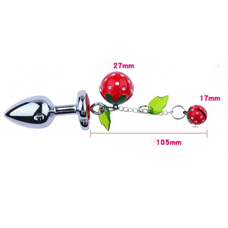 Metal Strawberry Bell Butt Plug Smooth Anus Dilator Anal Toy weadultshop
