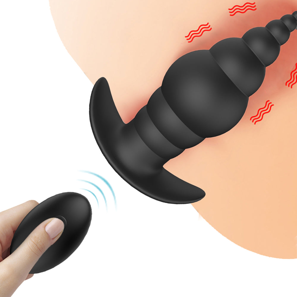 Wearable Wireless Anal Plug Beads Rotation Vibrator Prostate Massager - Adult Toys