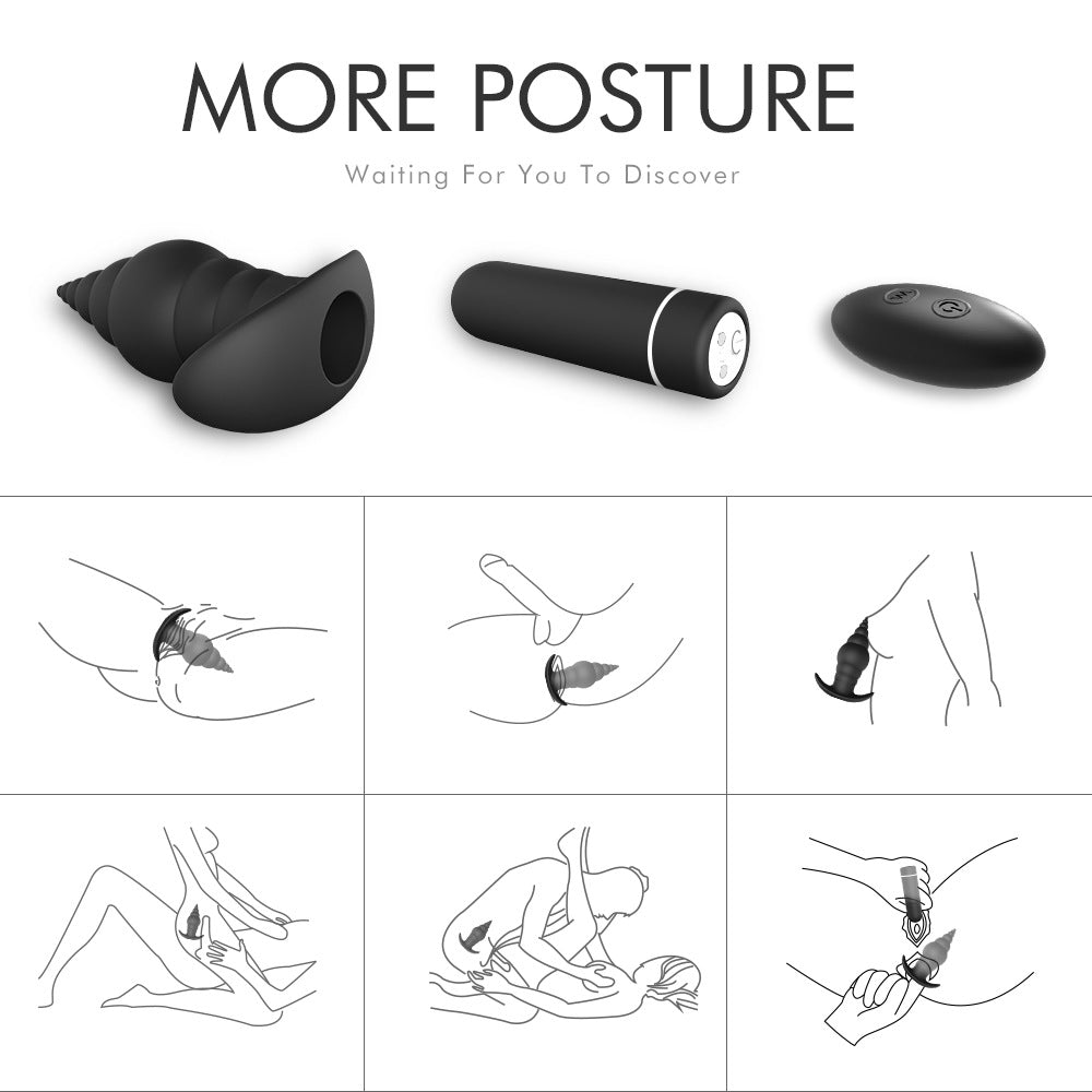 Wearable Wireless Anal Plug Beads Rotation Vibrator Prostate Massager - Adult Toys