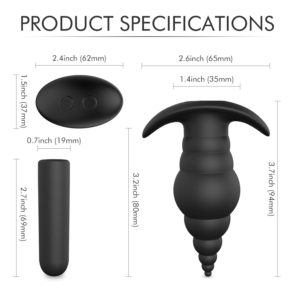 Wearable Wireless Anal Plug Beads Rotation Vibrator Prostate Massager - Adult Toys