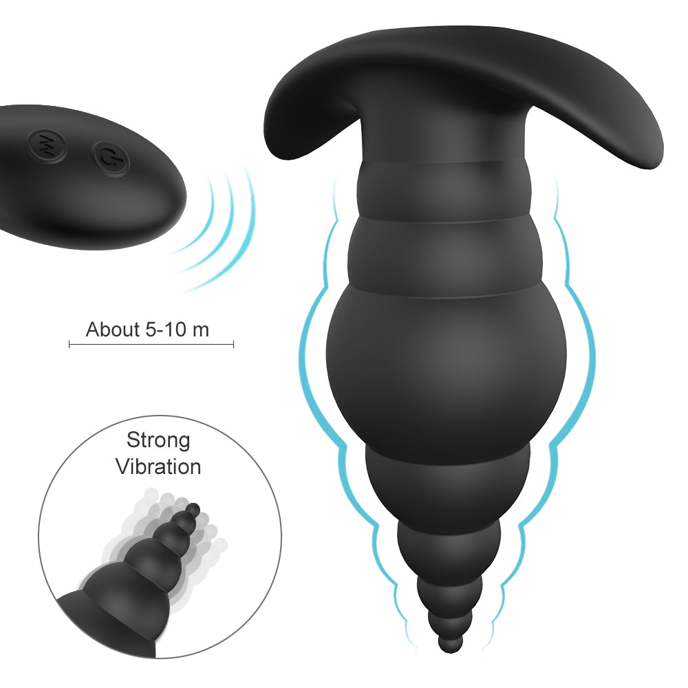 Wearable Wireless Anal Plug Beads Rotation Vibrator Prostate Massager - Adult Toys
