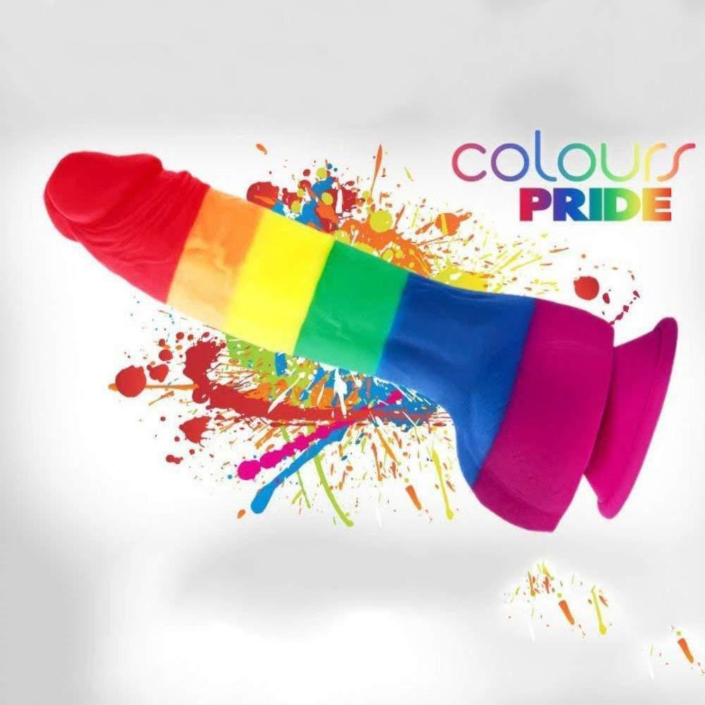 Rainbow Realistic Dildo Suction Cup G-spot Simulator Handheld Massager - Adult Toys