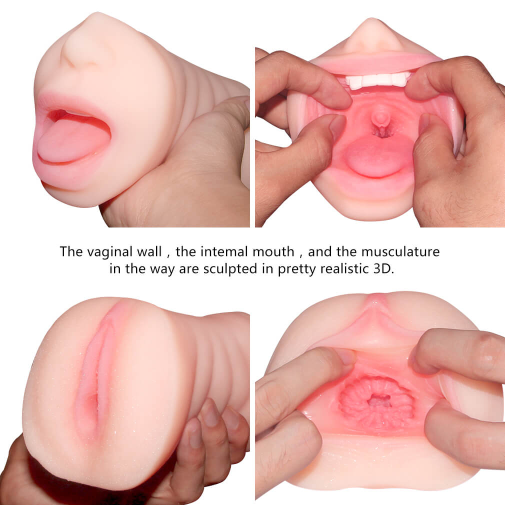 3D Real Pussy And Oral Pocket Pussy Double Use Masturbation - Adult Toys