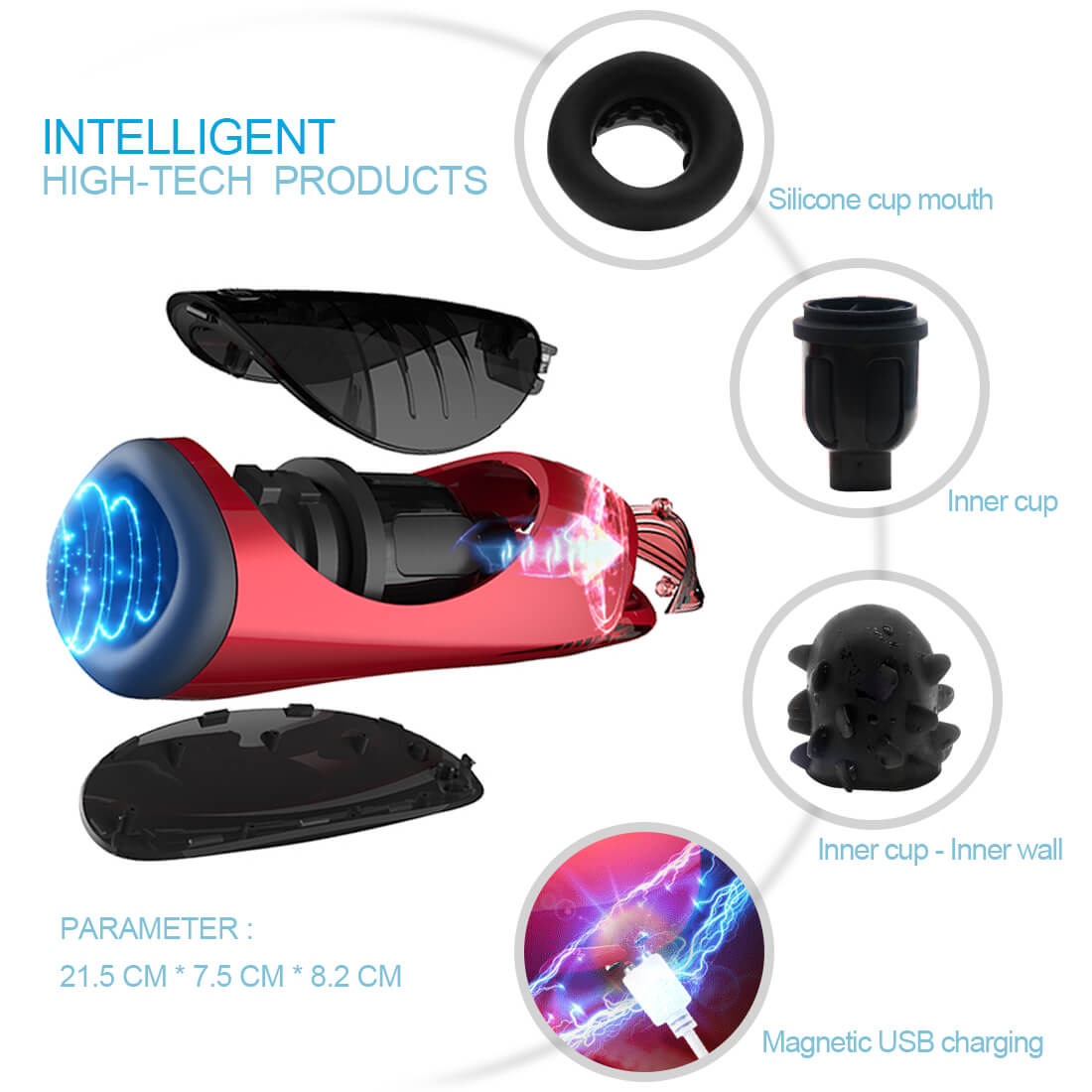 High Speed Rotation Intelligent Voice Masturbator 4D Oral Sucker Toy - Adult Toys
