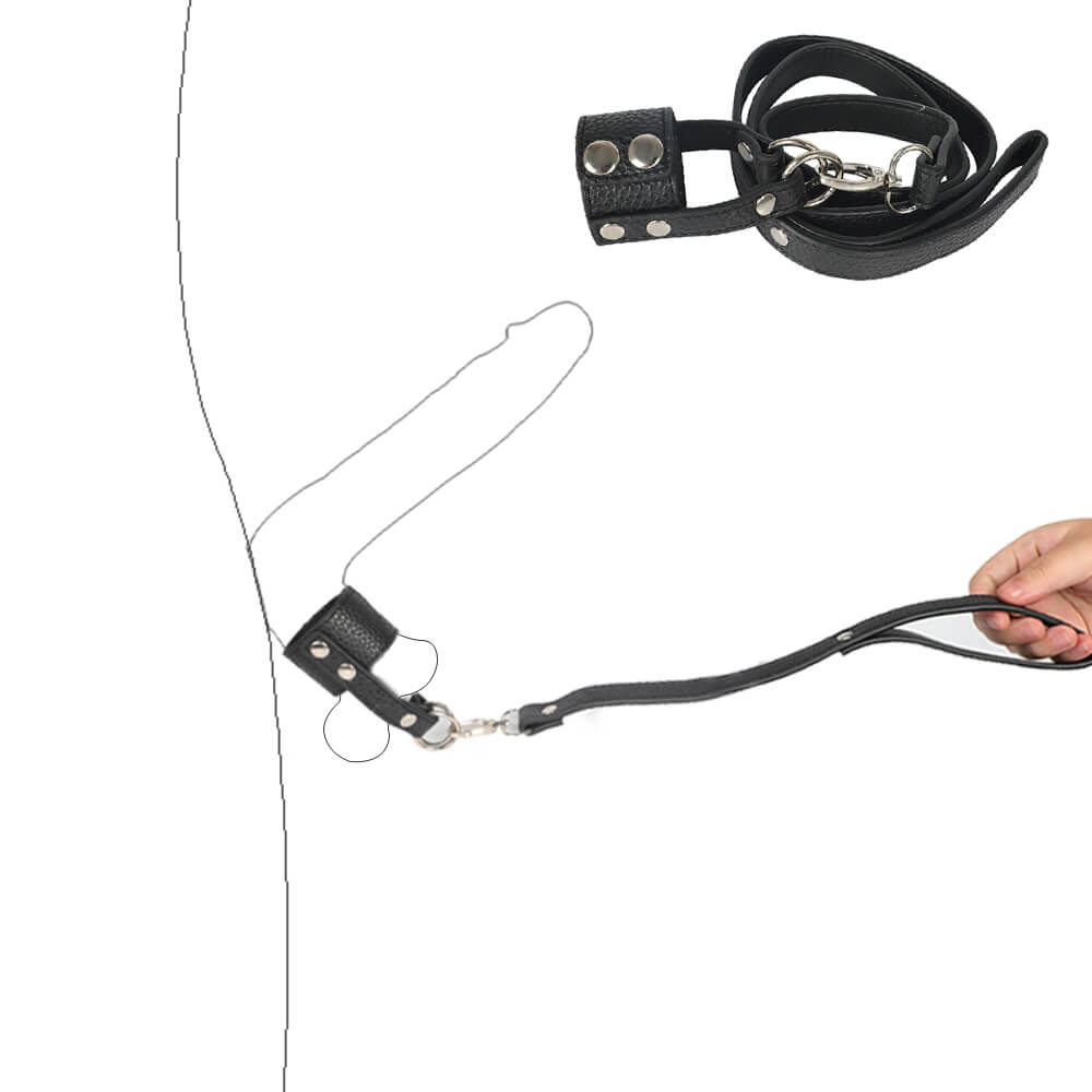 Leather Ball Stretcher BDSM Bondage Sex Toy For Men Penis Chain Leash Leather Ball Stretcher BDSM Bondage Sex Toy For Men Penis Chain Leash