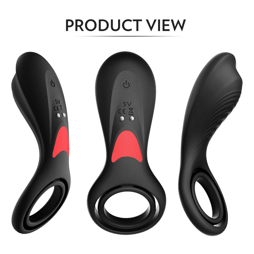 3in1 Double Loops Multiple Vibrating Cock Ring Handheld Massager - Adult Toys