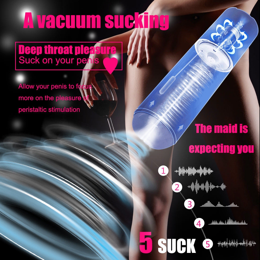 Muti Speeds Blowjob Masturbator Intelligent Heating Deep Throat Oral Cup - Adult Toys