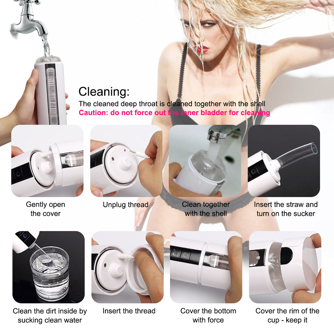 Muti Speeds Blowjob Masturbator Intelligent Heating Deep Throat Oral Cup - Adult Toys