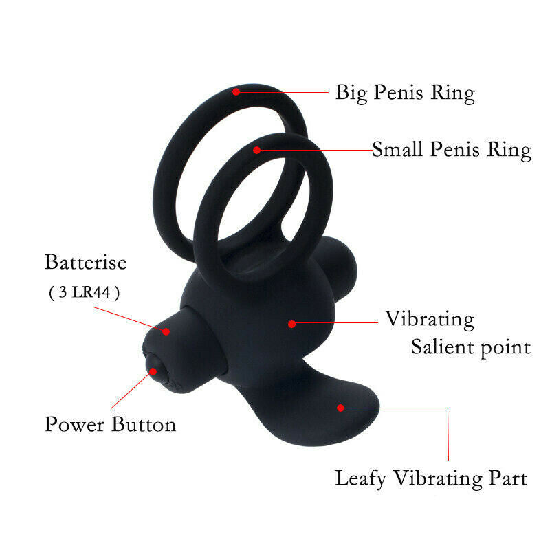 Remote Control Multi-speed Dual Vibrating Cock Ring Vibrator For Men - Adult Toys