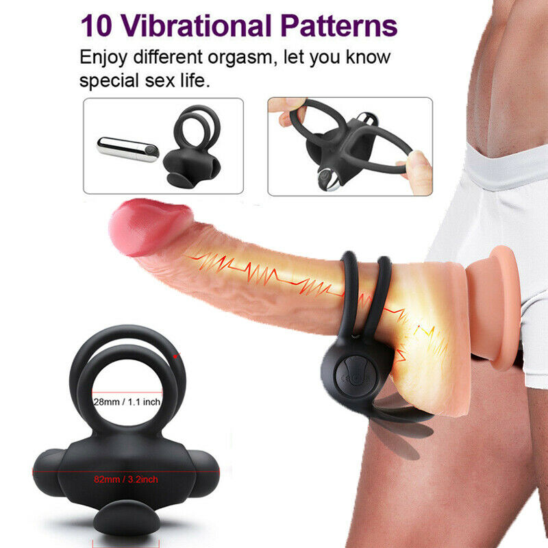 Remote Control Multi-speed Dual Vibrating Cock Ring Vibrator For Men - Adult Toys