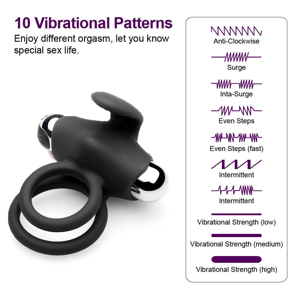 Remote Control Multi-speed Dual Vibrating Cock Ring Vibrator For Men - Adult Toys