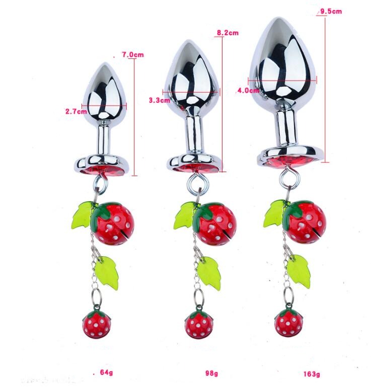 Metal Strawberry Bell Butt Plug Smooth Anus Dilator Anal Toy weadultshop