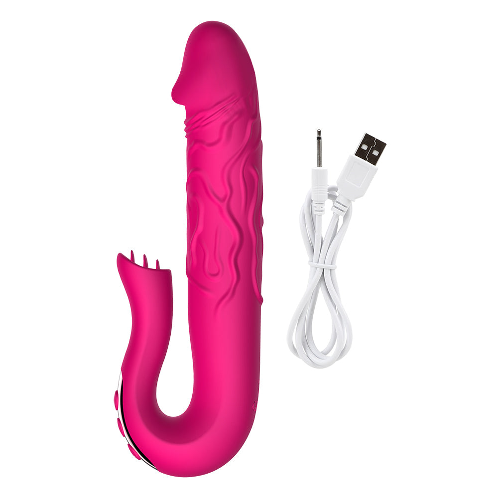 Telescopic Rotation Dildo G-spot Clitoris Sucker Vibrator - Adult Toys