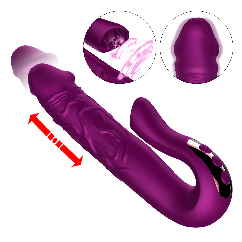 Telescopic Rotation Dildo G-spot Clitoris Sucker Vibrator - Adult Toys