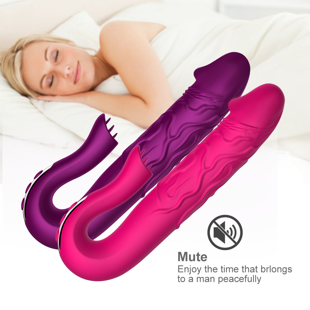 Telescopic Rotation Dildo G-spot Clitoris Sucker Vibrator - Adult Toys